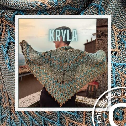 Strik Kryla – et stort og smukt sjal i to farver. Lær teknikker som Echo knitting og dip stitches på et onlinekursus hos Knit Sisters’ Classroom.