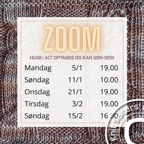 5 gange fordelt over 6 uger mødes vi på online strikkekursus - og holder kontakten ved lige også efterfølgende.